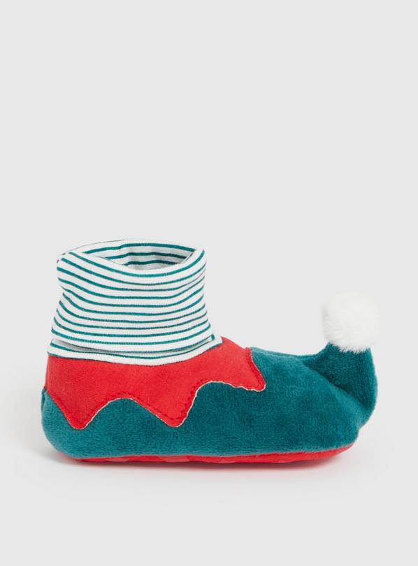 Christmas Elf Red & Green Bootie Slippers 12-18 months